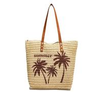 Bolsa de playa de paja de gran capacidad, hecha a mano, bolso de hombro tejido hecho a mano con asa superior, bolso bohemio para mujer, uso diario y vocación, beige, 360 x 310 x 110mm