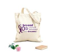 Bolsa de playa de poliéster y algodón Citas inspiradoras de fútbol: Ve más allá y alcanza tus sueños. Lemas de fútbol. Sala de juegos. Tela de 340g/m² de grosor Material agradable para la piel