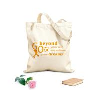Bolsa de playa de poliéster y algodón Citas inspiradoras de fútbol: Ve más allá y alcanza tus sueños. Lemas de fútbol. Sala de juegos. Tela de 340g/m² de grosor Material agradable para la piel