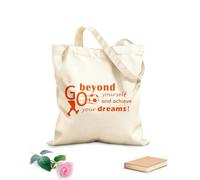 Bolsa de playa de poliéster y algodón Citas inspiradoras de fútbol: Ve más allá y alcanza tus sueños. Lemas de fútbol. Sala de juegos. Tela de 340g/m² de grosor Material agradable para la piel