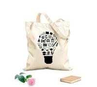 Bolsa de playa de poliéster y algodón Investigación sobre el concepto de filosofía escolar: herramientas educativas y de aprendizaje Tela de 12 oz de grosor Material agradable para la piel 31x36cm