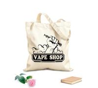 Bolsa de playa de poliéster y algodón Tela de 12 oz de grosor Logotipo de vaporizador, cigarrillo electrónico, vapor, dispositivo para fumar, tienda Material agradable para la piel 25x30cm Pequeño