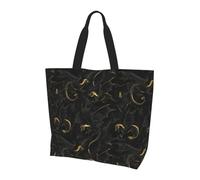 Bolsa De Playa Estampado Genial De Dragón Negro Y Dorado Mujer Bolsa De Mano Portátil Bolso De Mano Elegante Bolso Tote Para Compras Viaje Verano