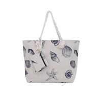 Bolsa de playa grande con cremallera 58 x 38 x 18 cm diseño marítimo almeja color natural shopper bolsa de hombro estilo de yate (yacht style)