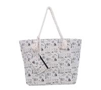 Bolsa de playa grande con cremallera 58 x 38 x 18 cm diseño marítimo color natural shopper bolsa de hombro estilo de yate (yacht style)