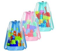 Bolsa de playa grande, mochila de malla para juguetes y conchas, organizador de transporte multifuncional ajustable, malla ligera de secado rápido, interior espacioso, ideal para vacaciones, piscina