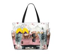 Bolsa de playa grande plegable de viaje con bolsillo para fin de semana, vacaciones en la piscina, Valentines Highland Cow 18, Talla única