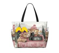 Bolsa de playa grande plegable de viaje con bolsillo para fin de semana, vacaciones en la piscina, Valentines Highland Cow 19, Talla única