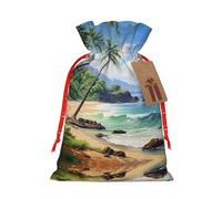 Bolsa de playa hawaiana con palmeras resistente con cordón de 8.3 x 11.8 pulgadas, bolsa de regalo moderna y práctica para necesidades diarias, 1 unidad