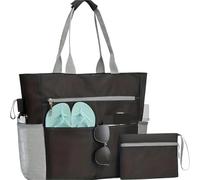 Bolsa de Playa Impermeable Gran Capacidad, Plegable y portátil, for Gimnasio para Estar en Forma(Black)