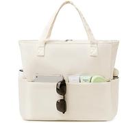 Bolsa de playa impermeable para mujeres y mujeres, bolsa de transporte extra grande con compartimento húmedo para viajes de fin de semana, Beige liso, X-Large