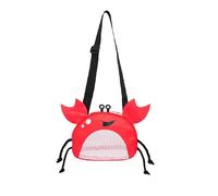 Bolsa de Playa Infantil con Forma de Cangrejo Bolsa de Malla para Recoger Conchas Juguetes Arena Piscina Playa Picnic Bolsa Portátil Roja