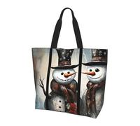 Bolsa De Playa Muñeco De Nieve De Acuarela Bonitas Bolso Tote Plegable Tote Bag Para Amigas Mamá Escolares
