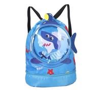 Bolsa de playa para niños Mochila con cordón Bolsa de natación para niños Estudiantes Mochila de dibujos animados lindo Portátil Doble capa Separación seca y húmeda Almacenamiento impermeable Tiburón