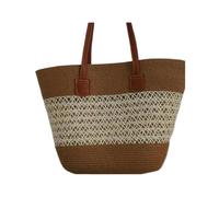 Bolsa de playa tejida Bolso de mano tejido gran capacidad con sistema forestal, bolso paja for playa verano, estilo Tot un solo hombro(Mika net)