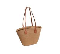 Bolsa de playa tejida Bolso de mano tejido gran capacidad con sistema forestal, bolso paja for playa verano, estilo Tot un solo hombro(Pure card)