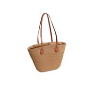 Bolsa de playa tejida Bolso tejido de gran capacidad con sistema forestal, bolso mano paja for playa verano, estilo Tot un solo hombro(Pure card)