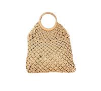 Bolsa de playa tejida Bolso tejido hueco de cuerda algodón verano, conjunto dos piezas, bolso mano estilo artístico for playa for madre e hijo(Khaki)