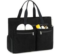 Bolsa de Playa XXL, Grande Beach Bag con Compartimento para Zapatos, Impermeable, Resistente a la Arena, para fin de Semana, Plegable, Ultraligera, con Cremallera, para Vacaciones (Negro-Pana)