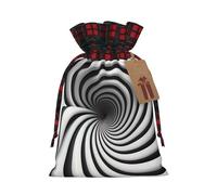 Bolsa de poliéster con cordón impreso en espiral con ilusión óptica Gif Holiday con etiqueta