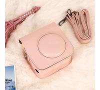 Bolsa de poliuretano compatible con Instax para mini 25 con correa ajustable y forro de franela suave para un transporte diario fiable (blanco)