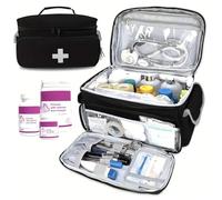 Bolsa de primeros auxilios, bolsa de 11x8x7 pulgadas con asa y múltiples compartimentos, organizador de medicamentos de viaje de gran capacidad, organizador de pastillas para el hogar, viajes
