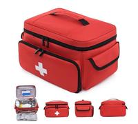 Bolsa de primeros auxilios, bolsas médicas de 10.6x7.5x6.3 pulgadas con mango y múltiples compartimentos, almacenamiento de organizadores de medicamentos de gran capacidad para el hogar, viaje