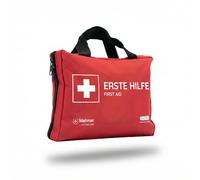 Bolsa de primeros auxilios con compresas frías instantáneas, manta de rescate y surtido de esparadrapos (103 piezas, rojo)