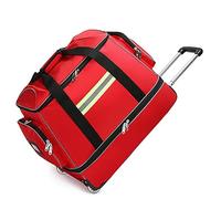 Bolsa de primeros auxilios de emergencia, maletín médico con ruedas y carrito impermeable, mochila portátil de alta capacidad for enfermeros y médicos(Red)