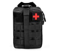 Bolsa de Primeros Auxilios Impermeable Bolsa de Emergencia Táctica Bolsa Vacío Pequeña de Nailon 1000D MOLLE Pouch de Emergencia Vacío para Caza Camping Senderismo Aventura Accidente (Negro)