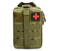 Bolsa de Primeros Auxilios Impermeable Emergencia Táctica Vacío Pequeña de Nailon 1000D MOLLE Pouch para Caza Camping Senderismo Aventura Accidente (Verde)