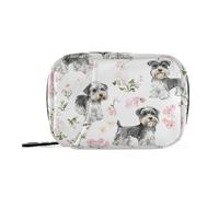 Bolsa de primeros auxilios para perros Schnauzer en miniatura estética blanca con compartimentos desmontables, bolsa de viaje reutilizable para bolso