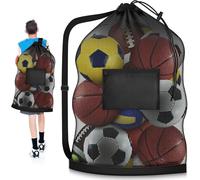 Bolsa De Red Grande Para Balones 102 X 76 Cm - Saco Deportivo De Malla Con Cordón Ajustable Y Bolsillo Lateral - Bolsa Resistente Para Fútbol, Baloncesto, Voleibol, Rugby, Natación Y Gimnasio - Hoiny