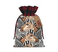 Bolsa de regalo artesanal de arpillera con cordón de cebra y jirafa, una elegante bolsa de regalo textil perfecta para cualquier ocasión