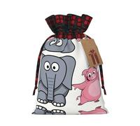 Bolsa de regalo artesanal de arpillera con cordón de elefante y cerdito, una elegante bolsa de regalo textil perfecta para cualquier ocasión