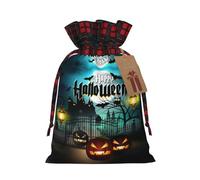 Bolsa de regalo artesanal de arpillera con cordón, diseño de búho, calabaza, feliz Halloween, una elegante bolsa de regalo textil perfecta para cualquier ocasión