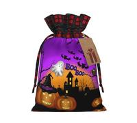 Bolsa de regalo artesanal de arpillera con cordón, diseño de búho, fantasma, calabaza, de Halloween, una elegante bolsa de regalo de tela perfecta para cualquier ocasión