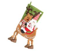 Bolsa de regalo colgante de Papá Noel, muñeco de nieve, ciervo, calcetín de Navidad, tamaño grande