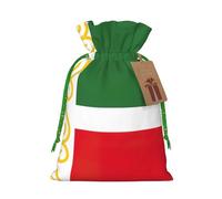 Bolsa de regalo con cordón con estampado de bandera de la República de Chechenia para bodas, fiestas, cumpleaños, bolsa de regalo única, bolsa de lona reutilizable, 1 pieza S