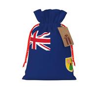 Bolsa de regalo con cordón con estampado de bandera de las Islas Turcas y Caicos para bodas, fiestas, cumpleaños, bolsa de regalo única, bolsa de lona reutilizable, 1 pieza S