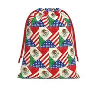 Bolsa de regalo con cordón con estampado de bandera mexicana americana con cinta roja, suave y elegante para Navidad, Halloween, se adapta a tarjetas de caramelos
