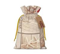 Bolsa de regalo con cordón con estampado de concha de estrella de mar para barco, playa, boda, fiesta, cumpleaños, bolsa de regalo única, bolsa de lona reutilizable, 1 pieza S