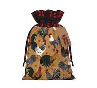 Bolsa de regalo con cordón con estampado de gallo y pollo, suministros de Navidad, decoración de Halloween, 4.7 x 6.9 pulgadas