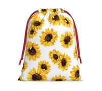 Bolsa de regalo con cordón con estampado de girasol con cinta roja, suave y elegante para Navidad, Halloween, se adapta a tarjetas de caramelos