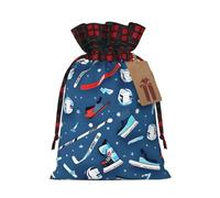Bolsa de regalo con cordón con estampado de hockey sobre hielo, suministros de Navidad, decoración de Halloween, 4.7 x 6.9 pulgadas