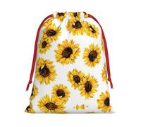 Bolsa de regalo con cordón de 11.8 x 15.8 pulgadas con estampado de girasol con cierre de cinta roja para Halloween y Navidad, para adultos