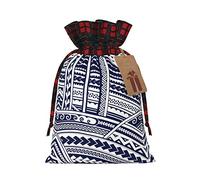 Bolsa de regalo con cordón de arpillera artesanal con patrón tribal maorí polinesio azul, una elegante bolsa de regalo textil perfecta para cualquier ocasión