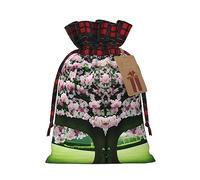 Bolsa de regalo con cordón de arpillera con diseño de flores de hiedra floral, bolsa de regalo textil artesanal para todas las ocasiones festivas