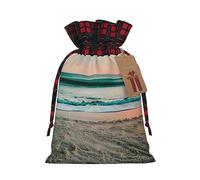 Bolsa de regalo con cordón de arpillera con diseño de puesta de sol de playa, bolsa de regalo textil artesanal para todas las ocasiones festivas