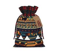 Bolsa de regalo con cordón de arpillera con patrón étnico africano: una bolsa de regalo de Navidad reutilizable para todas tus necesidades de celebración